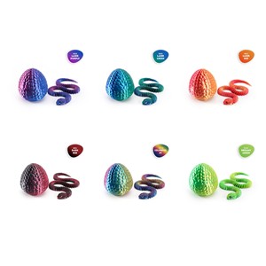 Serpiente Articulada Impresa en 3D con Huevo - Juguete Antiestrés de Víbora Realista, Modelo de Animal Articulado Colorido, Regalo Único para Niños - Product Image 2