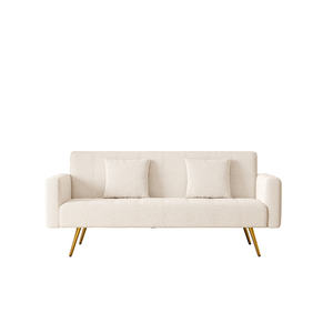 Canapé-lit convertible moderne en velours blanc, pliable, personnalisable, 3 places, avec fonction extensible, canapé et lit - Product Image 6