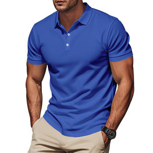 Polo de Secado Rápido para Hombre, Color Sólido, Poliéster Fino, Manga Corta, Cuello Camisero, Estilo Golf - Product Image 1