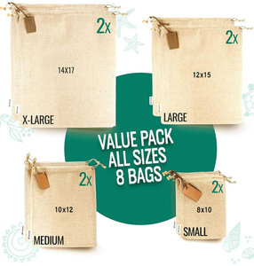 Bolsa de lino reutilizable, ecológica, con logotipo personalizado, lona de color natural, bolsa de compras con cordón de algodón. - Product Image 5