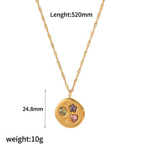 สร้อยคอจี้รูปทรงอาหาร ดีไซน์เรขาคณิต ชุบทอง 18K ประดับเพชรซิร์คอน ของขวัญเครื่องประดับ - Product Image 5