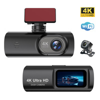 Mini caméra embarquée 4K double objectif avant et arrière avec tachymètre, vision nocturne WDR, enregistrement en boucle, enregistreur de sécurité pour véhicule