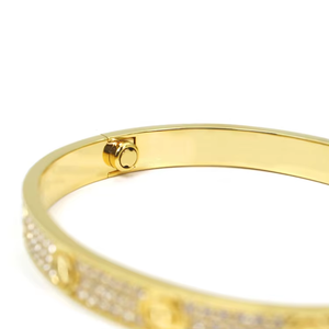 豪华 18K 金不锈钢螺丝手链 锆石心形设计时尚男士手链批发 - Product Image 5