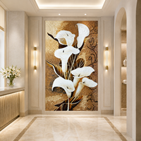 Mosaïque murale personnalisée en forme de fleur de lys, art floral artistique, décoration murale pour hôtels et projets commerciaux