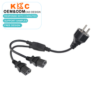 Câble d'alimentation EU Plug 2 broches CEE7/16 EU 2 broches mâle femelle IEC C13 double sortie 2 voies rallonge