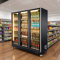 Refrigerador Comercial Vertical con Puertas de Vidrio Antivaho, Enfriador de Bebidas con Sistema de Enfriamiento por Aire sin Escarcha