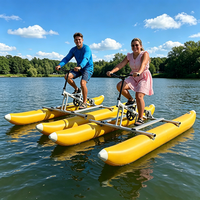 Hailebao Bateau à pédales flottant jaune pour 2 personnes, avec cadre en alliage d'aluminium et bouée gonflable, capacité de 100 à 500 kg