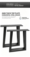 Pieds de table trapézoïdaux en fer noir robustes avec cadre entièrement soudé pour meubles de salle à manger, de bureau ou de café sur mesure