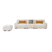 Großhandel Modernes 3-Sitzer Modulares Sofa-Set mit Holzrahmen, Stoffbezug in Weißem Samt, Schaumstoffpolsterung für Villa-Wohnzimmer