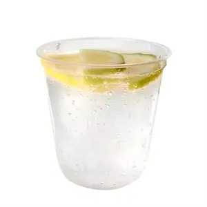 Vasos de plástico transparente para mascotas de 9 12 Oz, vasos de parfait de yogur congelado con logotipo personalizado con inserto de un solo compartimento y tapas de 12 Oz