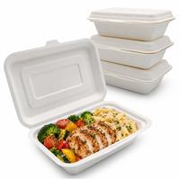 Boîte à hamburger rectangulaire en bagasse biodégradable pour plats à emporter, 450 ml