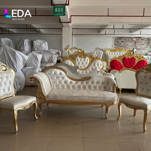 Canapé de mariage à bordure dorée LEDA, directement de l'usine, pour les mariés, chaise royale, décoration de scène pour événements. - Product Image 4