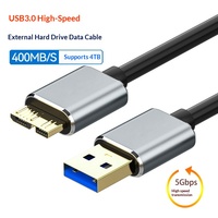 Kabel Hard Drive USB3.0 Tipe-C ke Micro-B Grosir, Kabel Transfer Data Kecepatan Tinggi 5Gbps untuk Hard Disk Mobile 2.5 Inch