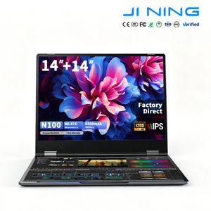 แล็ปท็อปจอสัมผัสคู่ 14+14 นิ้ว N100 16GB 512GB SSD 2 in 1 พับได้ รุ่น 11 Pro ความละเอียด 1920x1200 ภาษาอังกฤษ รุ่น UK พร้อมส่ง Hfbook14/n100-92 - Product Image 1