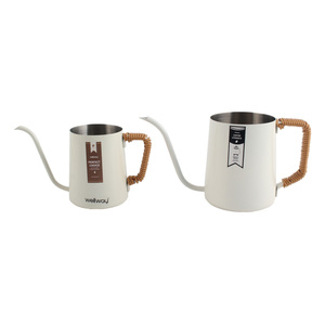 Bouilloire à café à bec de cygne blanche avec poignée en bambou 0,35L/0,6L - Product Image 4