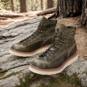 British Style Retro Work <strong>Clothes</strong> and High-Top Leather <strong>Boots</strong> for Men Genuine Leather Lining for Hunting - Product Image 3