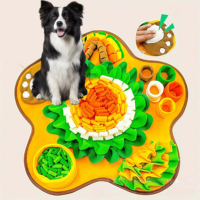 Tapis de recherche olfactive pour chien en feutre, jouet puzzle interactif, mangeoire lente, enrichissement pour animaux, multicouche, antidérapant, conception d'entraînement