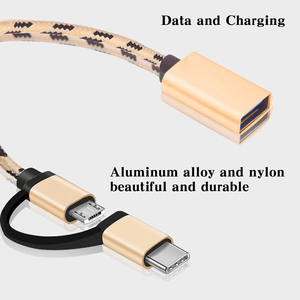 Cansay-<span class=keywords><strong>Cable</strong></span> adaptador USB OTG <span class=keywords><strong>2</strong></span> en 1, microconector de nailon <span class=keywords><strong>tipo</strong></span> C, adaptador de sincronización de datos, <span class=keywords><strong>cable</strong></span> USB c otg - Product Image 3