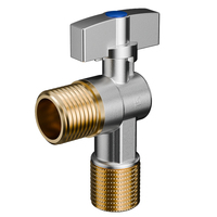 Robinet à bille triangulaire tout cuivre à ouverture totale, grand débit, fileté, pour gaz, eau chaude, eau froide, chauffe-eau, toilettes