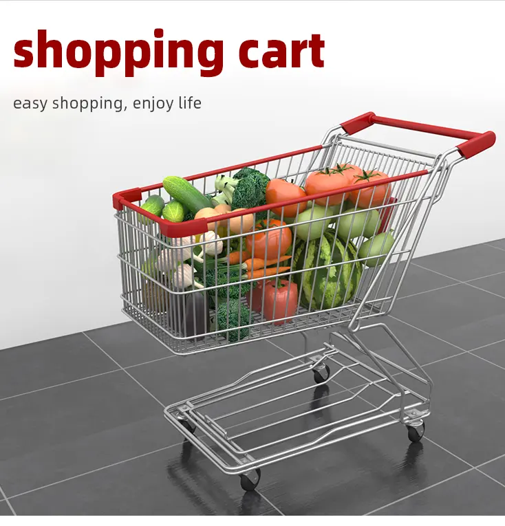 R D High Quality Supermarket Shopping Trolley Shopping Cart for Store Metal Style