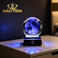 Boule de cristal gravée au laser 3D personnalisée, lampe de nuit photo, sphère en verre K9 de 8 cm avec base LED, cadeau personnalisé avec photo
