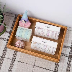 Wooden Rectangle Storage <b>Tray</b> For Snacks And Keys Standing Type Single Compartment Pure White - Product Image 1