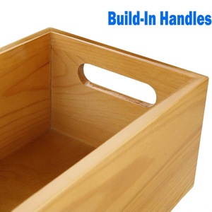 Boîte de rangement en bois rectangulaire avec poignée, organiseur de salle de bain, design minimaliste, un seul niveau - Product Image 3