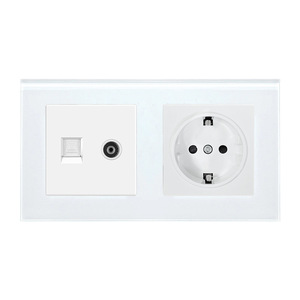 Ubaro - Enchufe doble estándar europeo con panel de vidrio templado para ordenador, TV, combinación USB, 153x82 mm, negro - Product Image 4