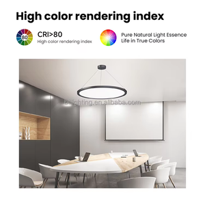 Modern LED Linear Hanging Lamp Ceiling Lighting Black <strong>Circle</strong> Chandelier Ring Pendant White Metal Shade Durable Pendant <strong>Light</strong> - Product Image 6