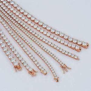 สร้อยคอเทนนิสทรงทันสมัยชุบทองคำสีกุหลาบ GRA Certified Brilliant Cut D Moissanite เงินแท้ 925 ขนาด 16 นิ้ว 18 นิ้ว 20 นิ้ว 22 นิ้ว 24 นิ้ว - Product Image 3