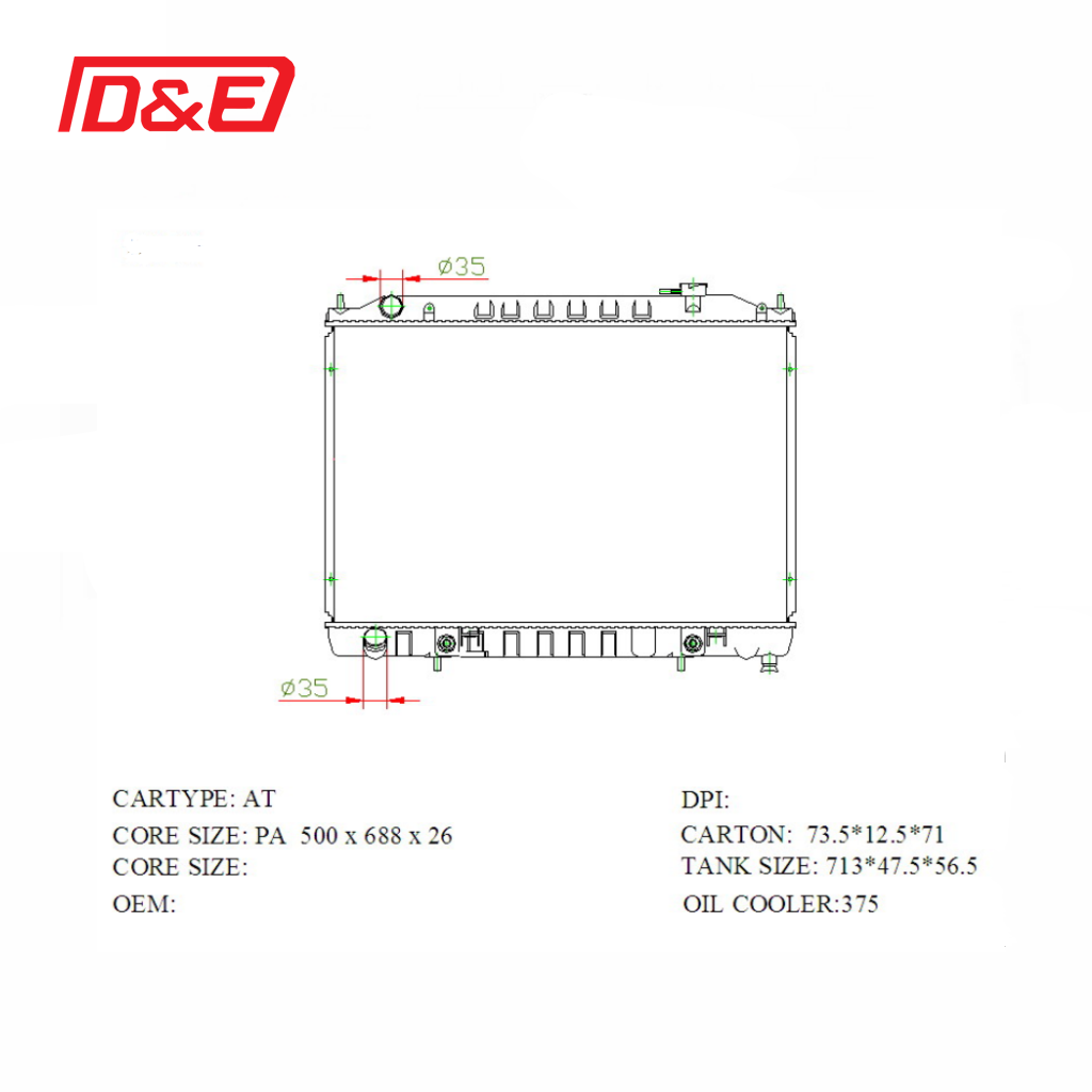 Stable Performance 21460-WL500 Auto Brazed Radiator for Nissan