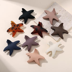 Nouveauté : Pince à cheveux en plastique colorée en forme d'étoile de mer, 8 cm, accessoires pour cheveux pour femmes - Product Image 1