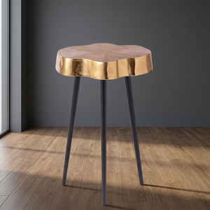 Top Choice Modern <b>Gold</b> Top Tripod Side <b>Table</b> 12x18.5 Inches Contemporary Living Room Furniture - Product Image 6