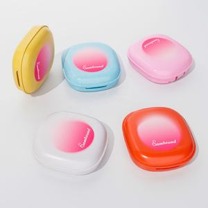 pink <b>matte</b> <b>blush</b> cosmetic packaging with a compartment Cute Single-color compact powder case 58.5mm moq 2000 - Product Image 2