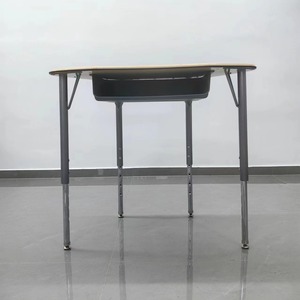 Triangular School <b>Desk</b> Plastic Top Metal Legs 82x52x75cm Durable <b>Study</b> Furniture Minimalist Design - Product Image 2