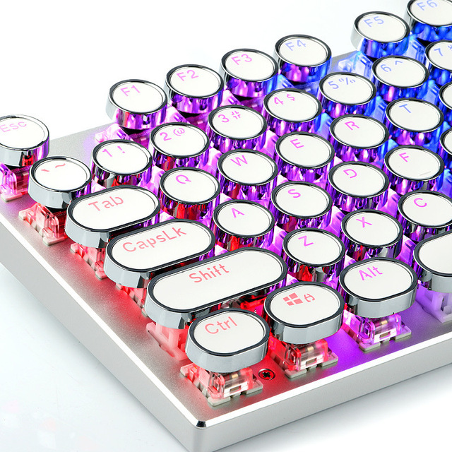104 Keys Pudding Round Keycaps Double Color Injection Electroplating Punk Keycaps for Keyboard