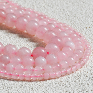 Collane di Moda Personalizzate con Perle di Gemme Naturali da 4/6/8/10mm, Collana di Perle Rotonde in Quarzo Rosa, Gioielli Raffinati - Product Image 5