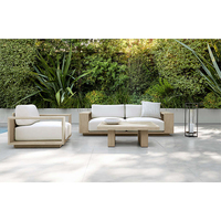 Ensemble de canapés sectionnels en forme de L en teck de luxe moderne, en bois massif, meubles d'extérieur en métal pour patio, jardin, hôtels, parcs, fermes