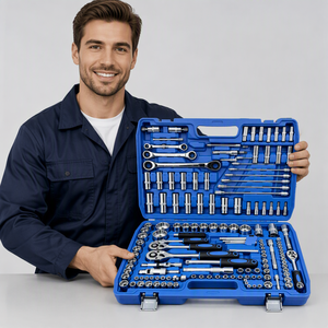 Juego de Herramientas Manuales, Llave de Trinquete, <span class=keywords><strong>Caja</strong></span> de Herramientas Combinada con Acero al Carbono sin Tratamiento Térmico y Estuche Rígido para Reparación de Automóviles - Product Image 4