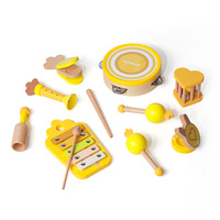 Muwantu 11 Pcs Orff Wooden Musical Instrument Set Kids Percussion Toy Xylophone Hand Drum Castanet Early Learning Music Toy Kit