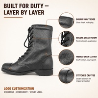 Bottes tactiques imperméables KMS, vente en gros OEM, cuir véritable noir, chaussures tactiques durables pour les activités de terrain