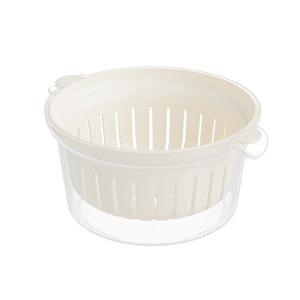 Double Layer Fruit Basket Mini Drain Basket With Lid For Kitchen Vegetable Washing Basin PP Material Mint Green Cream Rice - Product Image 5