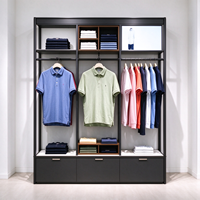 Meubles de magasin de vêtements : Armoire murale à cadre en bois, rail de suspension, table îlot de présentation, CE ETL, vente en gros pour boutiques et détaillants