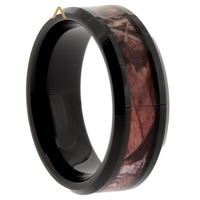POYA Classic Trendy Wolfram karbid Ehering Resizable Camouflage Inlay Cut 8mm Verlobung geschenk Party Kunststoff
