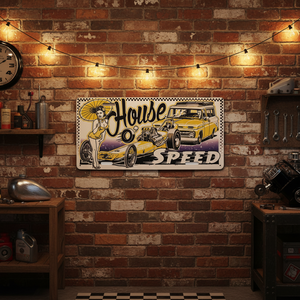 Placa de pared de metal escrita House Speed - Product Image 3