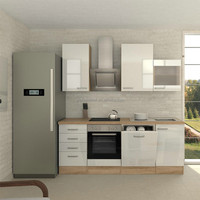 Armoire de cuisine avec étagère ouverte et rail de suspension pour le stockage des casseroles et des poêles