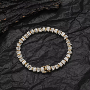 <b>Copper</b> Ladder Zircon Tennis <b>Bracelet</b>, <b>Copper</b> Zirconium Hip Hop <b>Bracelet</b> Tanjing Fashion Lijing Necklace - Product Image 2