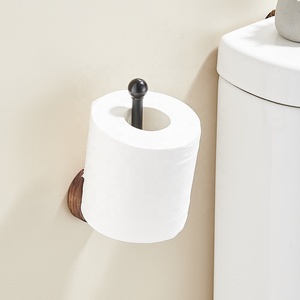 2 pz supporto nero muro <span class=keywords><strong>legno</strong></span> autoadesivo doppio asciugamano <span class=keywords><strong>porta</strong></span> rotolo di <span class=keywords><strong>carta</strong></span> <span class=keywords><strong>igienica</strong></span> per bagno cucina senza foratura - Product Image 3