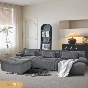 Sofá italiano de bambú con juntas de compresión para sala de estar, sofá familiar pequeño de terciopelo, de diseño artístico, en fila recta, envasado al vacío. - Product Image 4