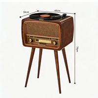 Tourne-disque vintage multifonctionnel en promotion, lecteur de vinyle tout-en-un avec radio FM, Bluetooth, USB, AUX, lecteur de disques vinyles sans fil, audio